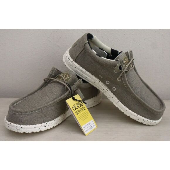 Hey Dude Women's Sz 10 Men's Sz 8 Beige Wally Stretch Canvas Slip-On Shoes - Picture 14 of 16